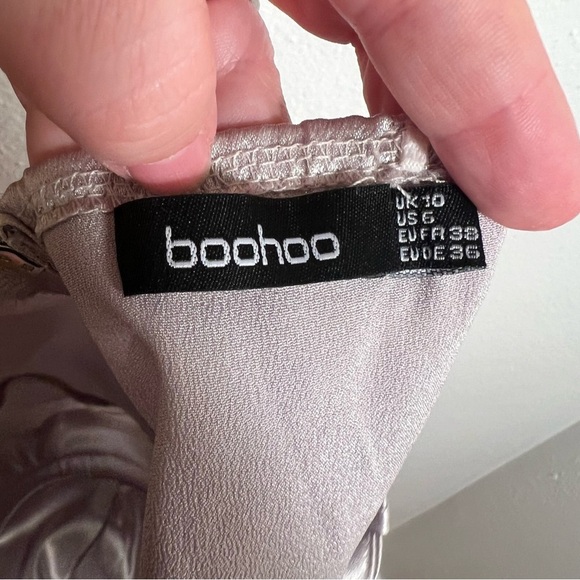 Boohoo Satin Diamante Strap Corset Top Silver 6 - Picture 8 of 8